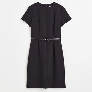 H&M Tailored-look Belted Black Dress Size: M NWT